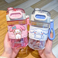 Sanrio พกพาได้นักเรียนสองแก้วน้ำสำหรับเด็กแก้วน้ำพลาสติก Kuromi ของแท้ที่ได้รับอนุญาตจากแก้วพกพาสะดวกผู้หญิง