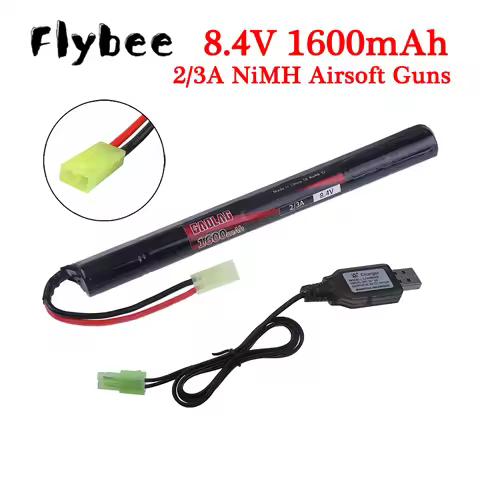 Airsoft Guns Battery 2/3A 8.4V 1600mAh Battery with Mini Tamiya connector And USB Charger For Cyma A