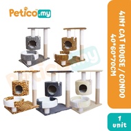 Cat 4 In 1 Scratching Wooden Playground Cat Tree Play House Condo Set