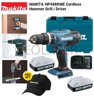 Makita 18V HP488 Cordless 13mm Hammer Drill Driver HP488DWE  (G-BATTERY) Free Cap