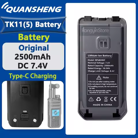 Quansheng TK11(5) Battery Original Quansheng Walkie Talkie Replacement TK11 5 Battery 2500mAh Type-C