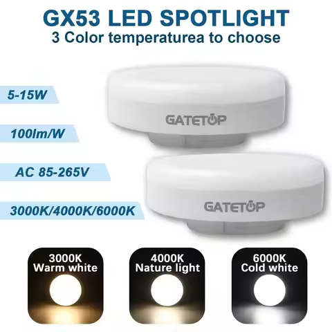 2pcs Hight lumen LED Spotlight GX53 5W 7W 9W 15W AC85-265V 100lm/W Daylight Warm white Cold light fo