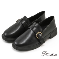 FM SHOES Retro Soft Leather Back Loafers Black