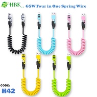 H42 USB TYPE C STRECHABLE CABLE CORD FAST CHARGING TO IOS DATA CABLE FAST CHARGING CABLE