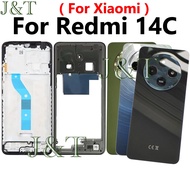 For XIAOMI Redmi 14C Battery Back Cover +Middle Frame Buttons Camera Lens+ LCD Front Frame Replaceme