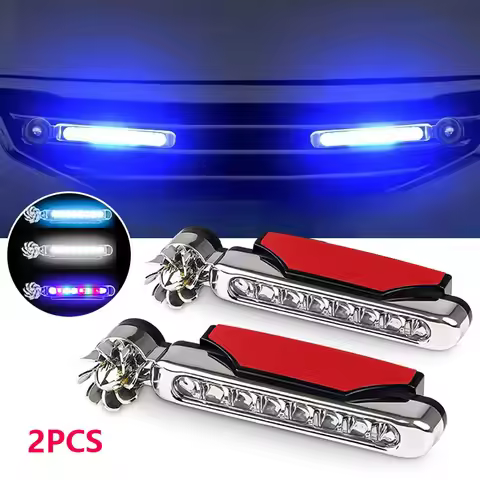 2Pcs Car LED DayTime Running Light Wind Powered LED Floodlights Auxiliary Lighting Motorcycle Lamp A