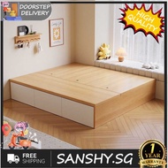 SANSHY Solid Wood Bed Frame Storage Bed Frame With Mattress Super Single Bed Frame Queen King Bed Fr