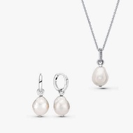 【100% Genuine】Pandora Freshwater Aquaculture Baroque Pearl Necklaces And Earrings Set