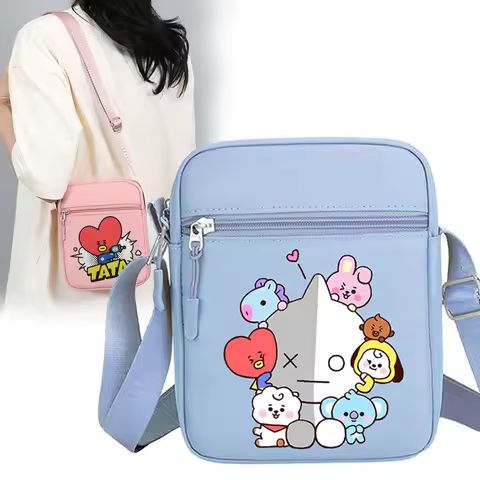BT21 Shoulder Bags Cartoon Anime COOKY TATA RJ Printed Crossbody Bag Fashion Casual Protable Travel