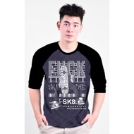 MEN'S RAGLAN T-SHIRT SCREEN PRINTING SK8 M81  MEN'S RAGLAN T-SHIRT 34 SLEEVE, MEN'S TOP T-SHIRT/ DIS