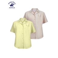 Beverly Hills Polo Club Women’s Textured Blouse in Lt. Yellow & Beige WSB5069-BRENDA Polo Shirt Wome