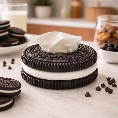 Creative Oreo Shape Tissue Box Luxury Home Decor Desktop Tissue Holder Living Room Ornament Househol