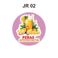 Stiker label cup ES Jeruk Peras  1 lembar isi 54 pcs Ready Stock