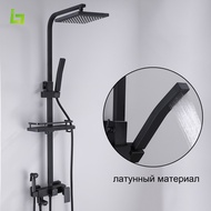 Stainless Steel Black Shower Faucet  Cold Hot Multifunction Bath Tap With Spray Bidet  and Bathroom Shelf