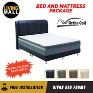 Living Mall Leather Divan Bed frame With 13-inch Pillow Top Extra Firm Mattress Package