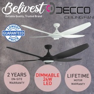 DECCO Melbourne DC Motor Ceiling Fan With LED- 3 Blades 48,62 inch - DIMMABLE 24W LED