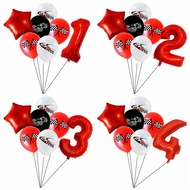 7pc Racing Car Motorcycle Balloons Black White Checkered Race Car Ballon Birthday Party Decorations 