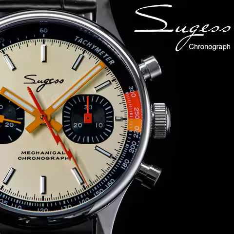 Sugess ST1901 Man Watch Mechanical Chronograph Origin Movement Swanneck Wristwatch Official Pilot Sa