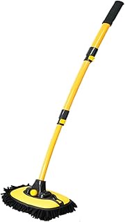 DOFFO Rotating Car Wash Mop Cleaning Brush Adjustable Telescopic Long Handle Mop Curved Rod Soft Wash Brush Car Washer Cleaning Tools (Color : 1 yellow brush)