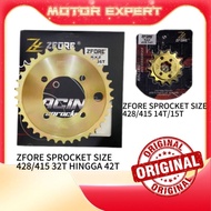 ZFORE HEAVY DUTY RXZ135 SPROCKET CHROME GOLD SIZE 428-14T 15T 32T to 42T 132L RK AJI RACING ORING SS