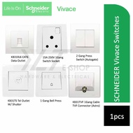 SCHNEIDER Vivace Switches (CAT6 Socket/15A Switch/2G (Autogate)/1G Bell Press/Telephone Outlet/1G TVF Connector(Astro))