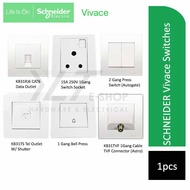 SCHNEIDER Vivace Switches (CAT6 Socket/15A Switch/2G (Autogate)/1G Bell Press/Telephone Outlet/1G TV
