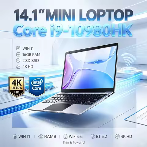 14.1" Ultra Slim Laptop Intel I9-10980HK Win11 Pro 16GB 2TB SSD FHD WiFi6 BT5.2 Gaming Office Studen