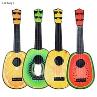 LE 4 Strings Simulation Ukulele Toy Adjustable String Knob Cartoon Fruit Small Guitar Toy Cute Classical Musical Instrument Toy Children Toys