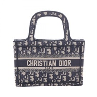 【二手】Dior Book Tote Mini 刺繡手提包 S5475ZRIW 象牙白/海軍藍帆布 Oblique Book Tote Mini 女士二手 A