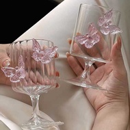 Butterfly Goblet Glass Glass Water Glass Red Wine Glass ins Style High Borosilicate Glass High-value