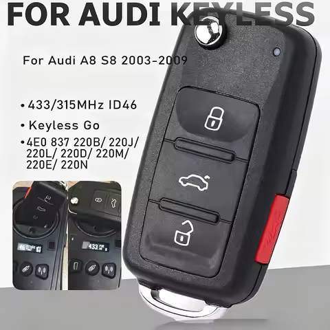 KEYECU Keyless Go 4E0 837 220B/ 220J/ 220L/ 220D/ 220M/ 220E/ 220N 315MHz/433MHz ID46 Remote Key Fob