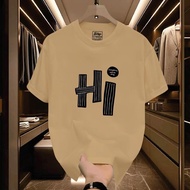 Korean style street "Hi" T-shirt with thick and durable design Menswear Top Freestyle Apparel