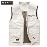 Jeep Spirit 1941 Estd Double sided vest for men made of pure cotton with multiple pockets for spring