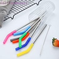 FALLFORBEAUTY 2Pcs Metal Straw, With Silicone Tip Detachable Stainless Steel Straw, Bar Accessories 8mm Reusable Smooth Surface Stanley Cup Straw Juice