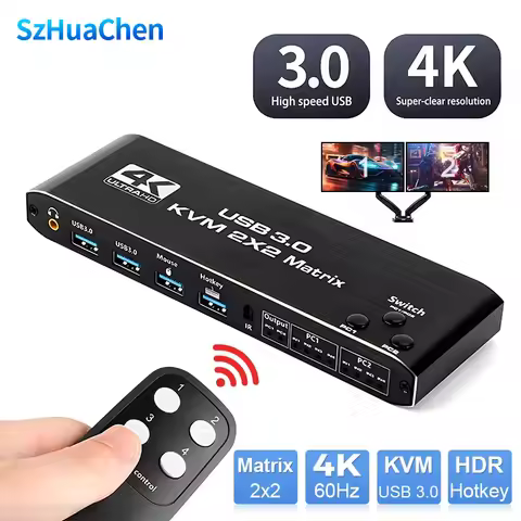 2x2 HDMI KVM Switch Matrix 4K 60Hz Dual Monitor KVM HDMI Extended Display USB KVM Switcher 2 in 2 ou