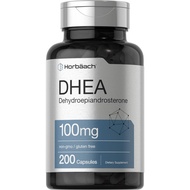 Horbäach DHEA 100mg | 200 Capsules | Supplement for Men and Women | Non-GMO, Gluten Free