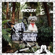 Disney 迪士尼 米奇 Mickey mouse 精緻 刺繡 帶頂棚 便攜水壺架 一鍵摺疊 可調節把手 雙向來棚 前後網窗 透氣 坐艙 車框 可拆卸 兩用 寵物推車 卡通 手推車 小型犬 中型犬 