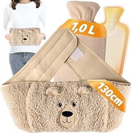Hot Water Bottle Belt, 1 Litre Hot Water Bottle Belt with 128 cm Belt, 3-in-1 Portable Natural Rubbe