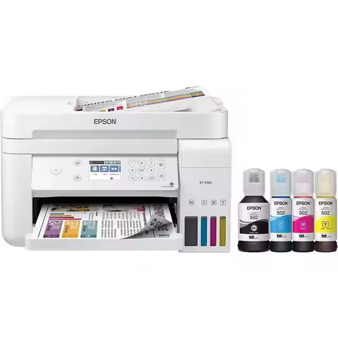 EcoTank ET-3760 WirelColor All-in-One Cartridge-ree Suank Printer with Scanner, Copier and Ethernet,
