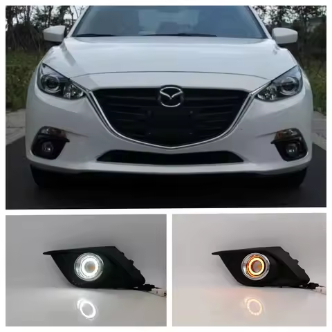 LED Angel Eye Fog Lights Assembly Kits For Mazda 3 Axela 2014 2015 2016 Front Bumper Fog Lamp Replac