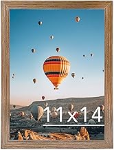 JCJMY 11x14 Picture Frame Rustic Brown for Wall Hanging, Wall Mounting Horizontally or Vertically, 11 x 14 Wall Gallery Poster Photo Frame with Shatter Resistant Plexiglass, Rustic Brown