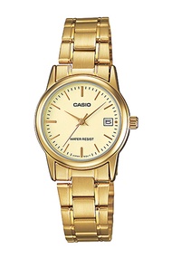 Casio Standard นาฬิกาข้อมือผู้หญิง สายสแตนเลส รุ่น LTP-V002G,LTP-V002G-9A,LTP-V002G-9AUDF - สีทอง