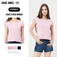 DAVIE JONES WOMEN [BE FEARLESS] Women's Basic R-Neck T-Shirt Pink Nude Purple Black BA0016