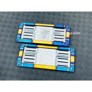 Set Of K Titanium License Plate Frames (Stainless Steel) + Nos + Water Drop Gear Head Or Bottle Shap
