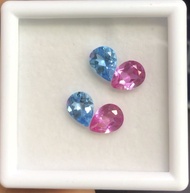 Pink blue topaz 8x6 mm set for earring 100% natural gemstone