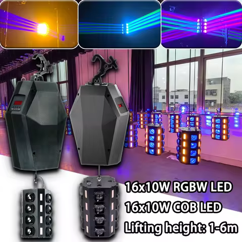 New LED 3D 16X10W RGBW 4IN1 Beam+ 16X10W Amber COB Strobe Light With Lift RGBW 4IN1 DMX512 For Show 