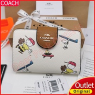 New Coach Women's Wallet Cartoon Pattern Genuine Leather Folding Card Holder C4899