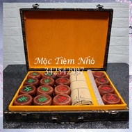 Wooden chess set, wooden chess suitcase includes 1 leather table, 32 chess pieces, 1 chess box