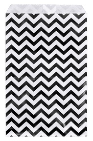 Caddy Bay Collection 200 pcs Black Chevron Paper Gift Bags Shopping Sales Tote Bags 6" x 9" Black an