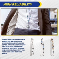 3 Pcs Retractable Badge Reels Lanyard with Name Card ID Holder for Beaded Badge Lanyard Necklace